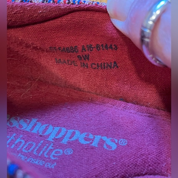 Grasshoppers Ortholite Slip-On Shoes, Sz. 9W, Multi-Color Striped, Cork Wedge - Picture 8 of 10